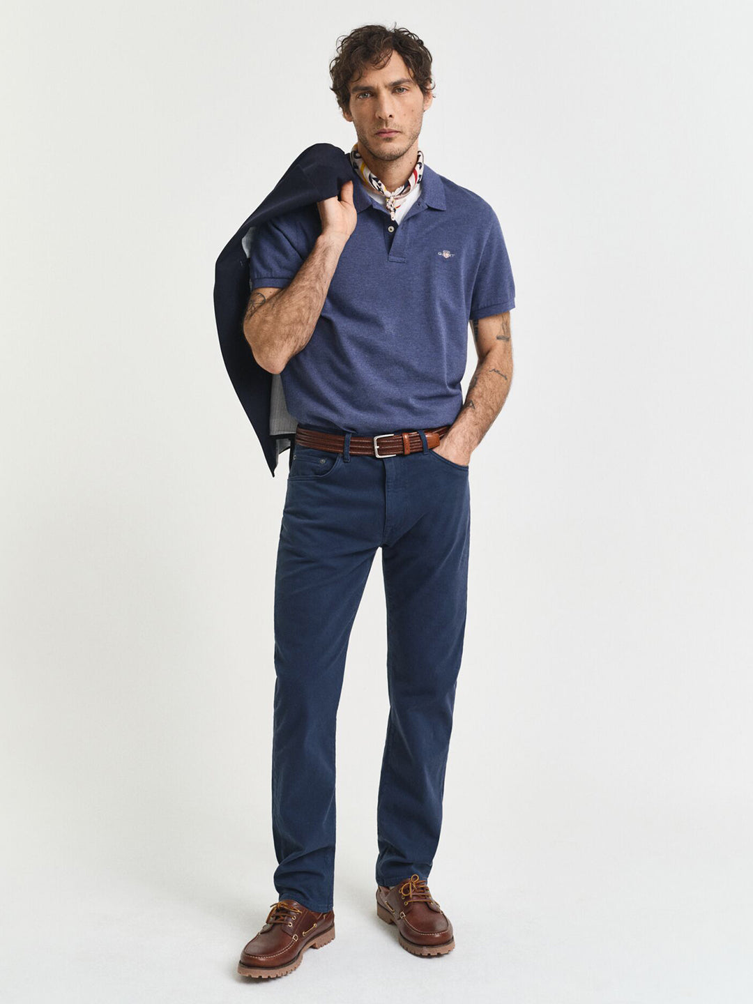 Gant Men Blue Solid Polo Tshirt