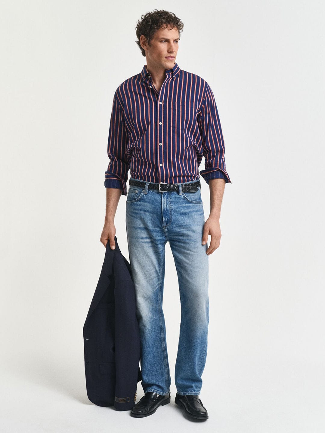 Gant Men Green Striped Collar Shirt