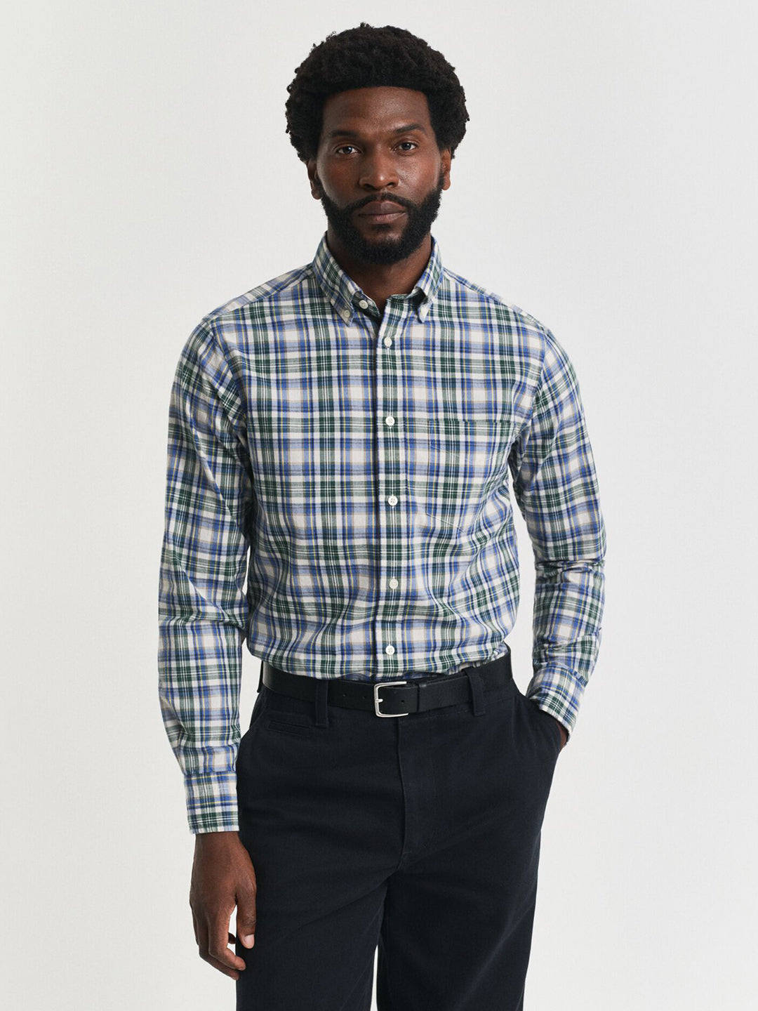 Gant Men Green Checks Collar Shirt