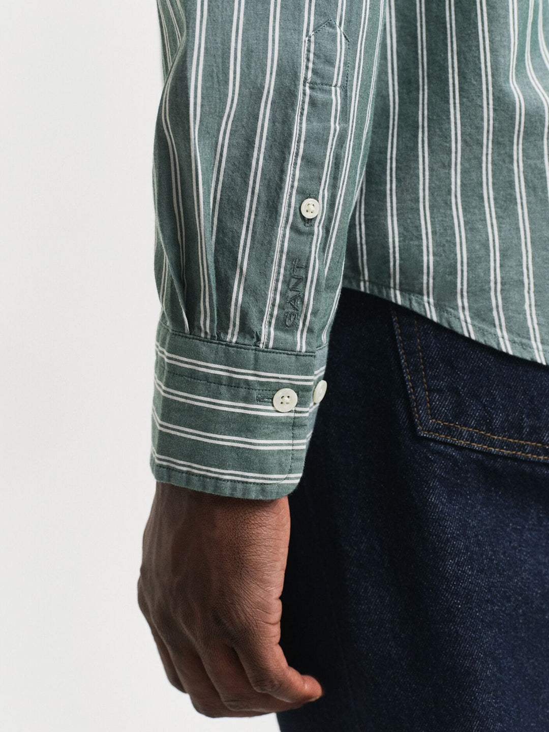 Gant Men Cream Striped Collar Shirt