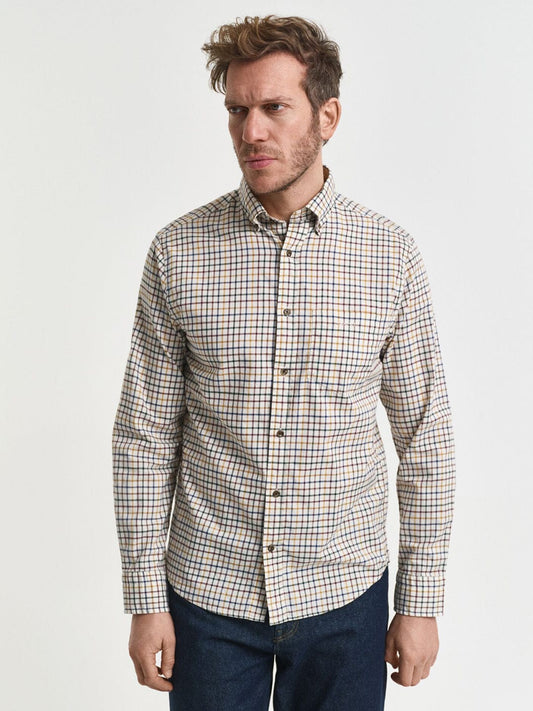 Gant Men Brown Checks Collar Shirt