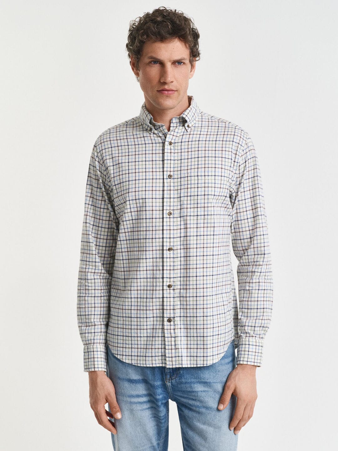 Gant Men Blue Checks Collar Shirt