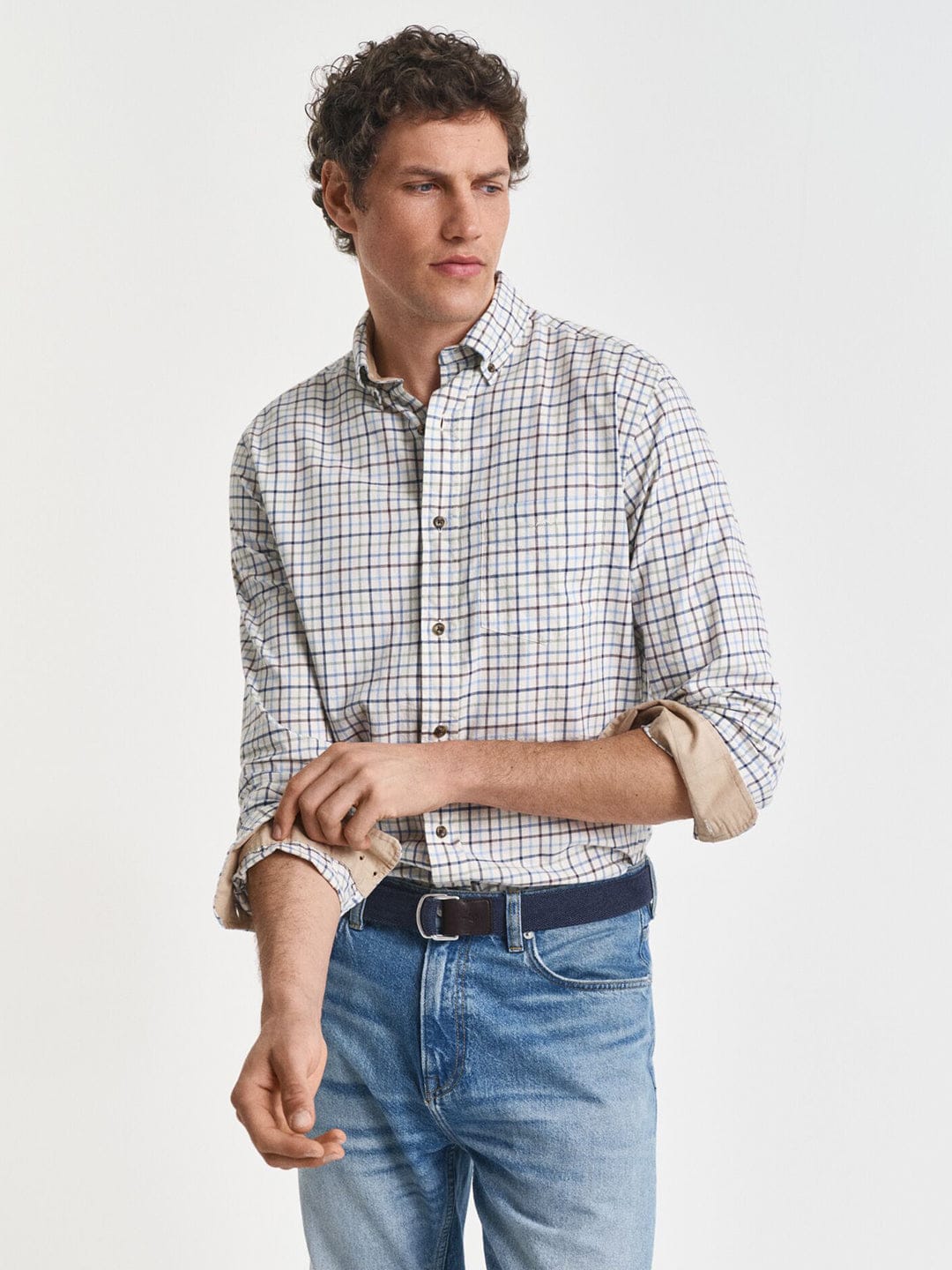 Gant Men Blue Checks Collar Shirt