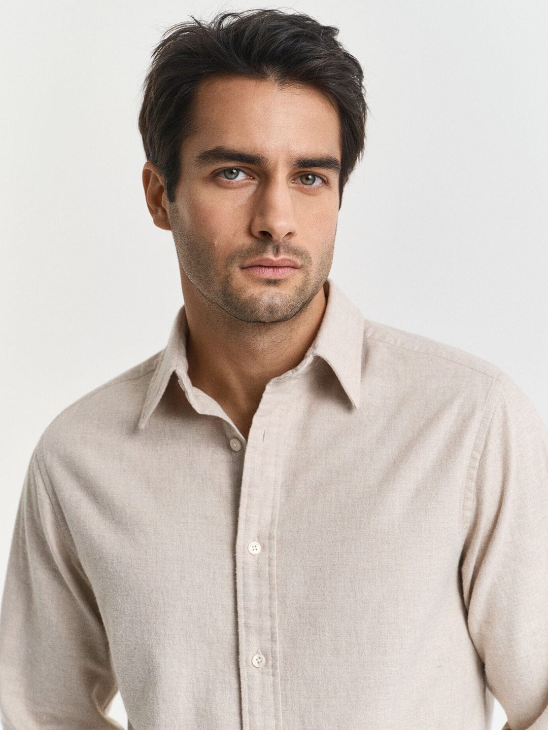 Gant Men Beige Solid Collar Shirt