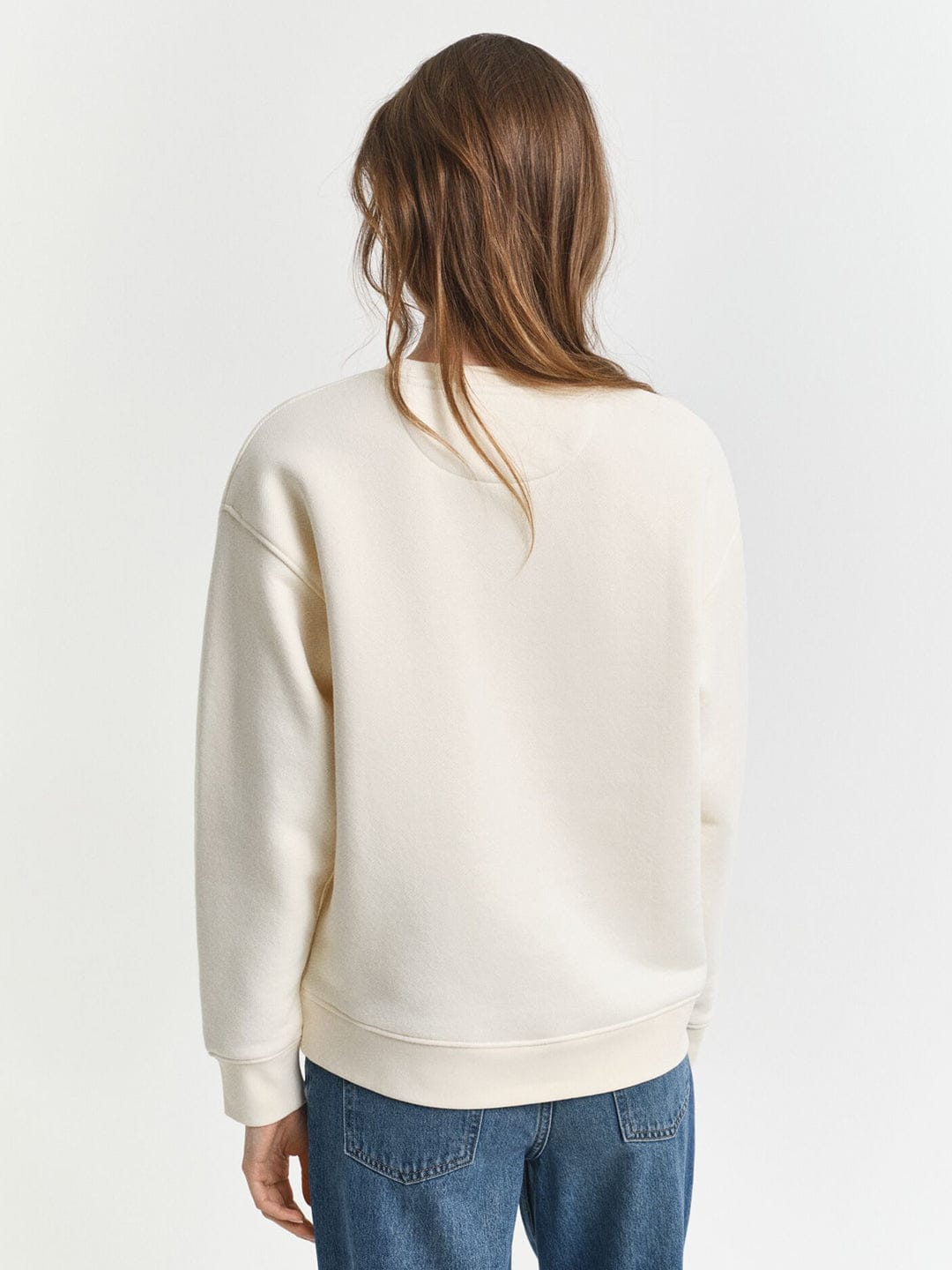 Gant Women Cream Graphic Crew Neck Sweatshirt