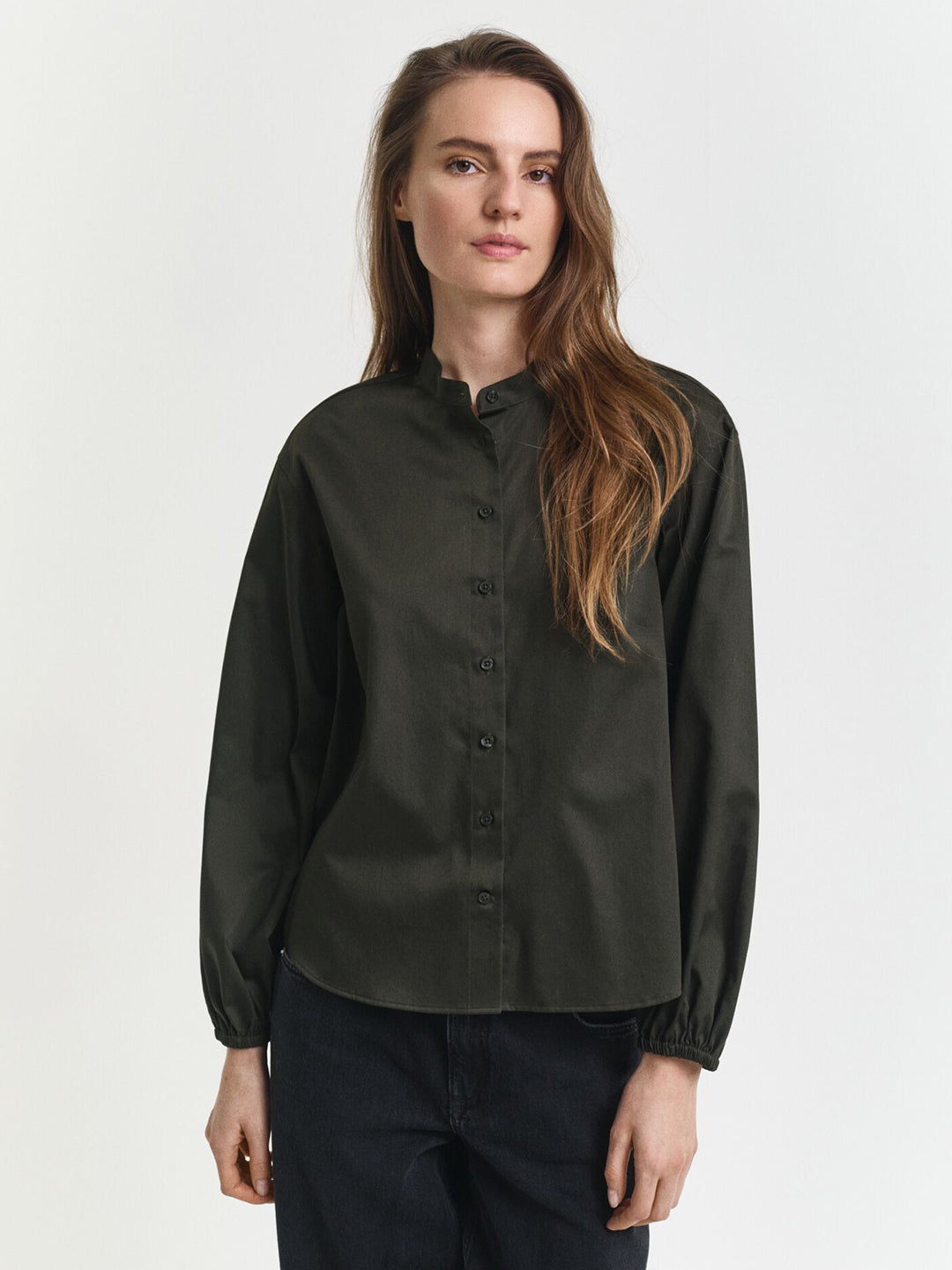Gant Women Green Solid Collar Shirt