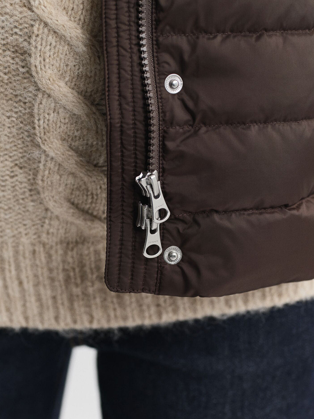 Gant Women Brown Solid Stand Collar Jacket