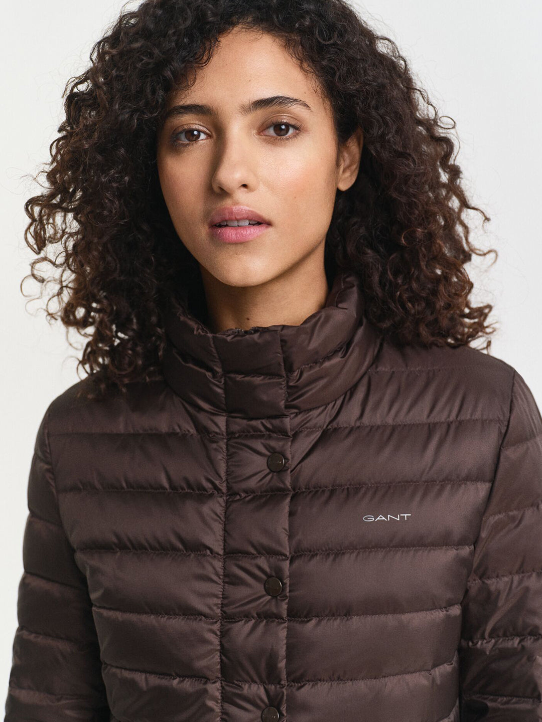 Gant Women Brown Solid Stand Collar Jacket