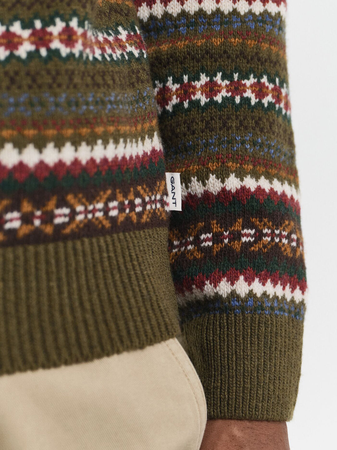 Gant Men Green Printed Crew Neck Sweater