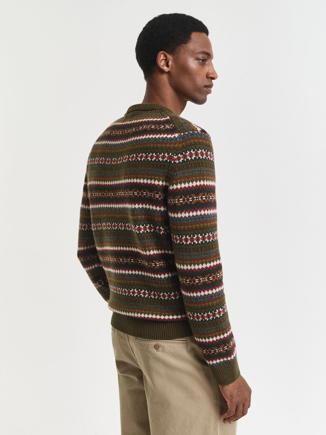 Gant Men Green Printed Crew Neck Sweater