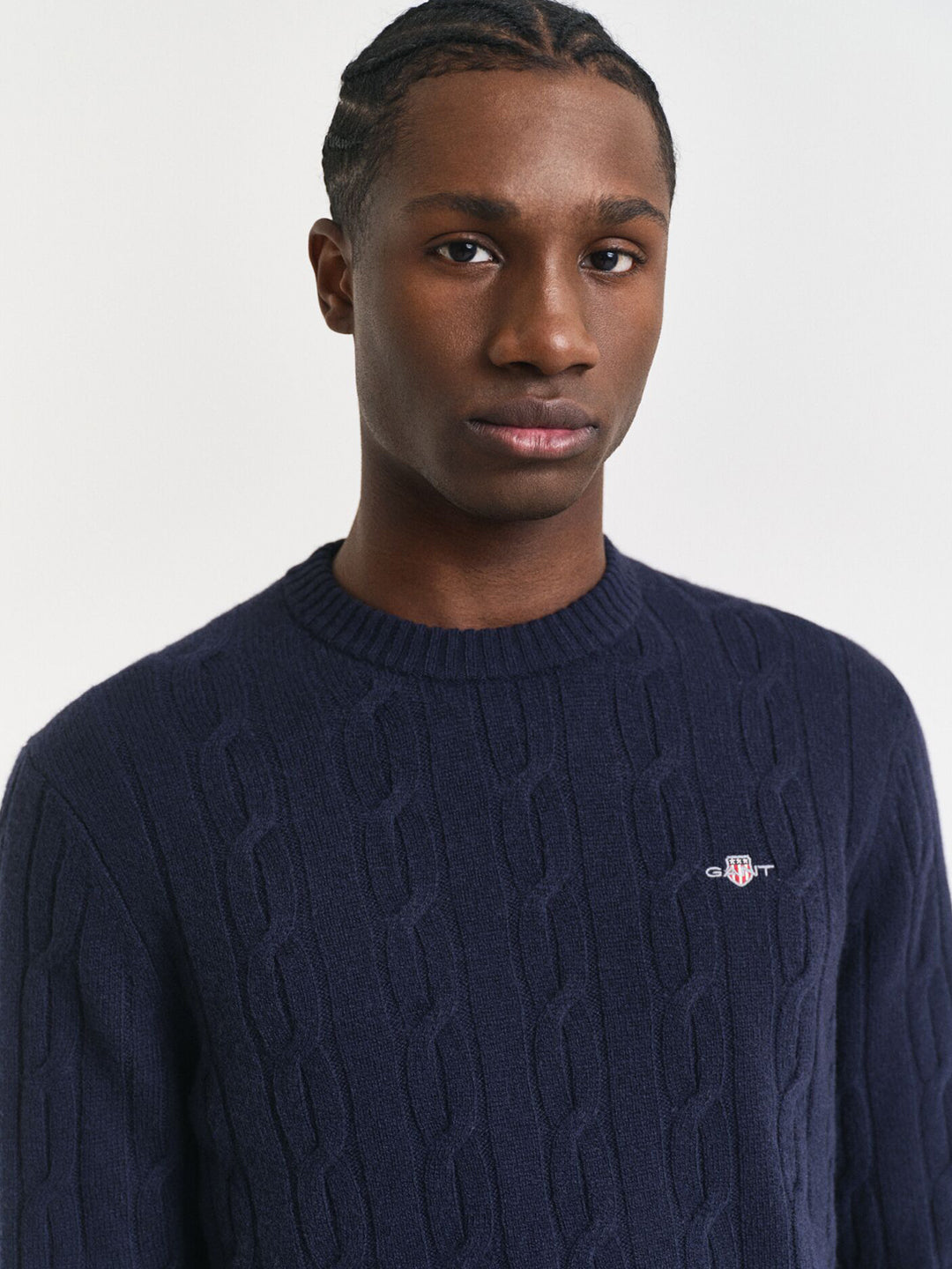 Gant Men Blue Solid Crew Neck Sweater