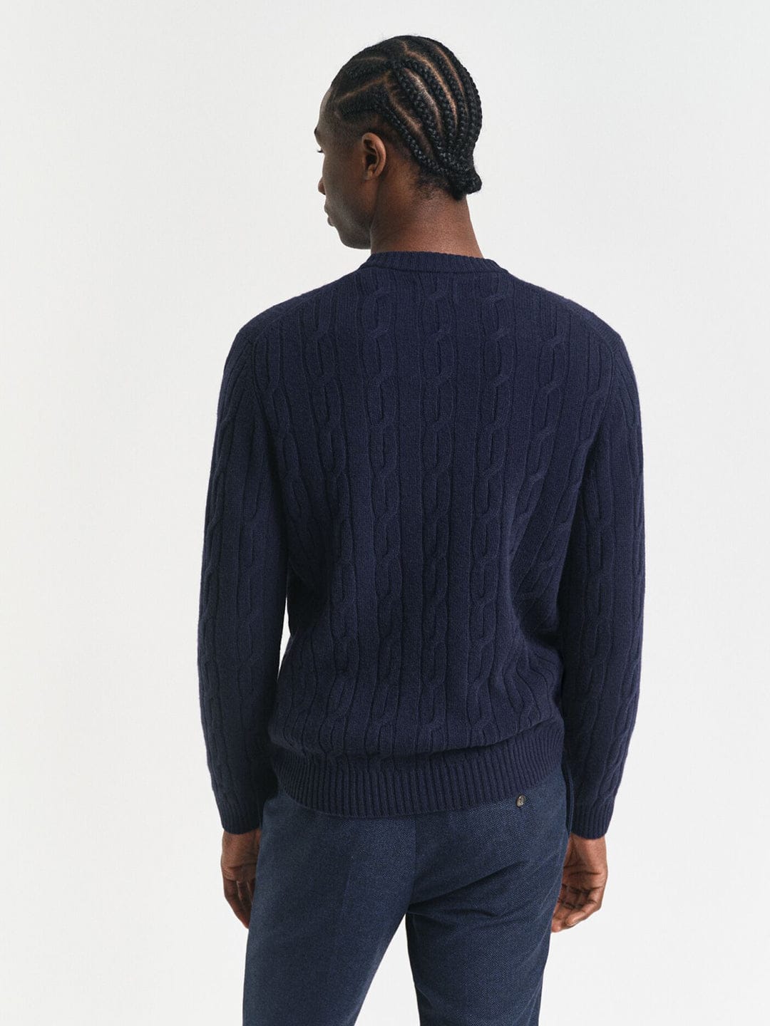 Gant Men Blue Solid Crew Neck Sweater