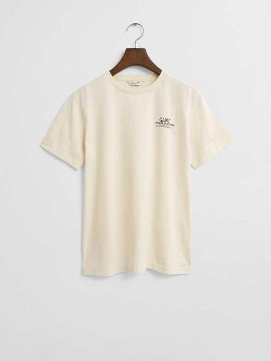 Gant Boys Cream Graphic Round Neck Tshirt