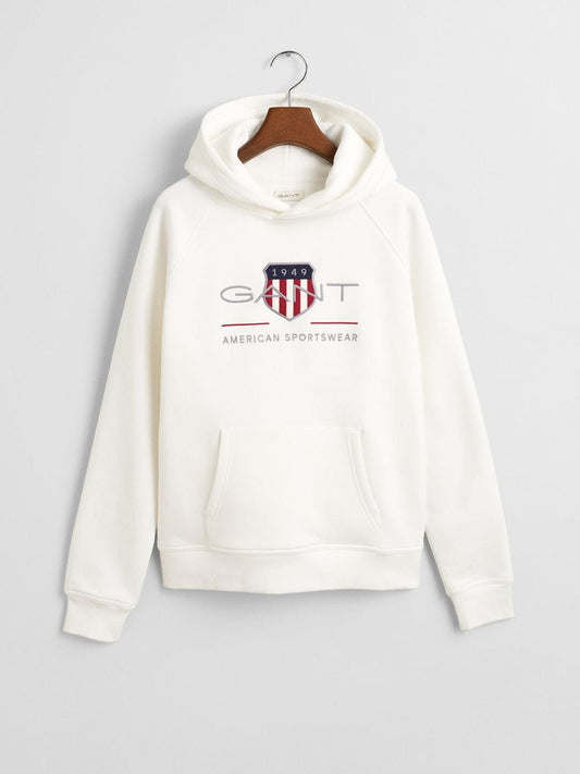 Gant Boys Cream Graphic Hooded Sweatshirt