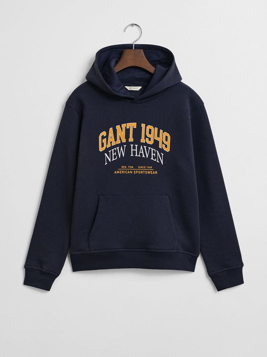 Gant Boys Blue Graphic Hooded Sweatshirt
