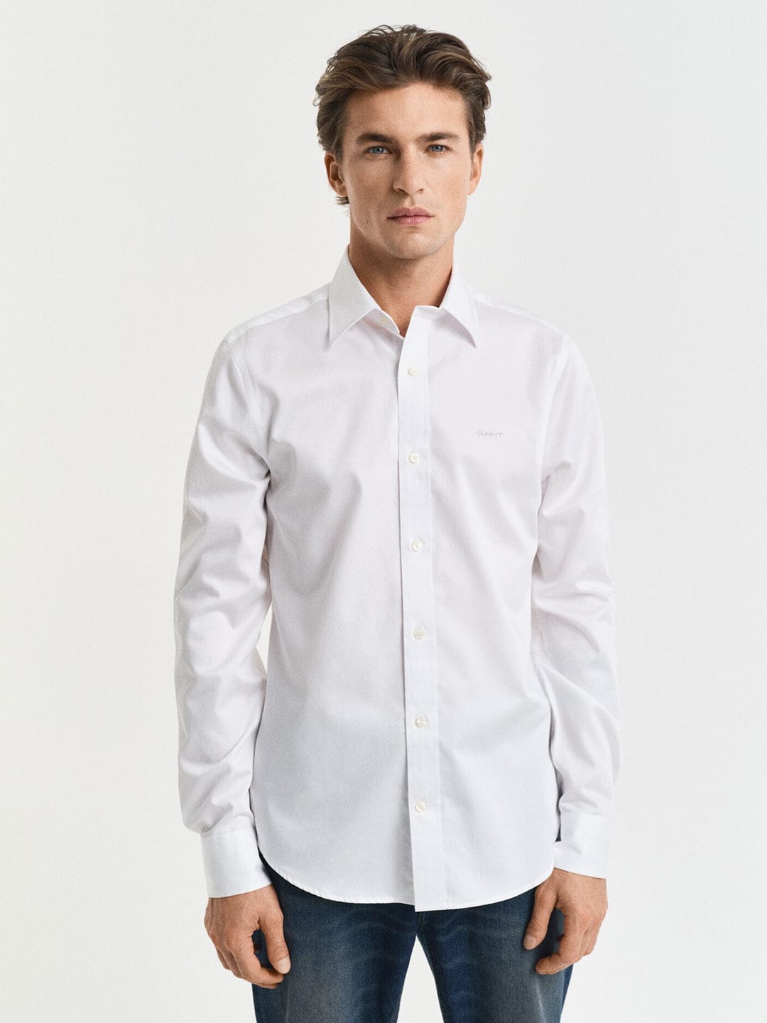 Gant Men White Solid Collar Shirt