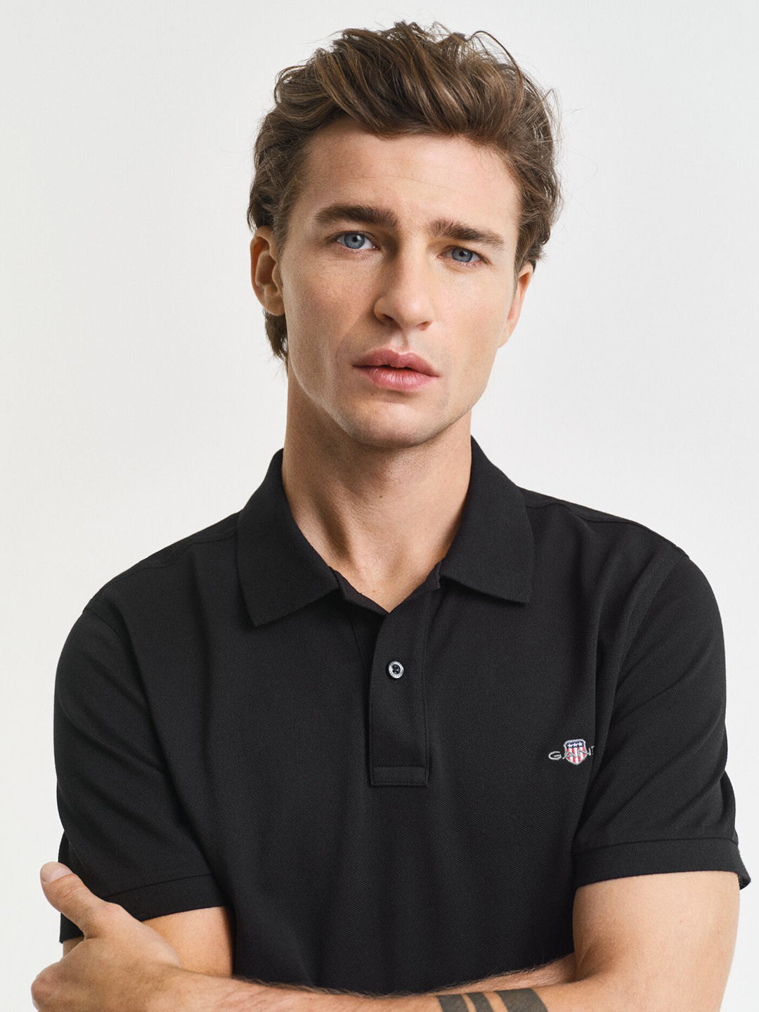 Gant Men Black Solid Polo Tshirt