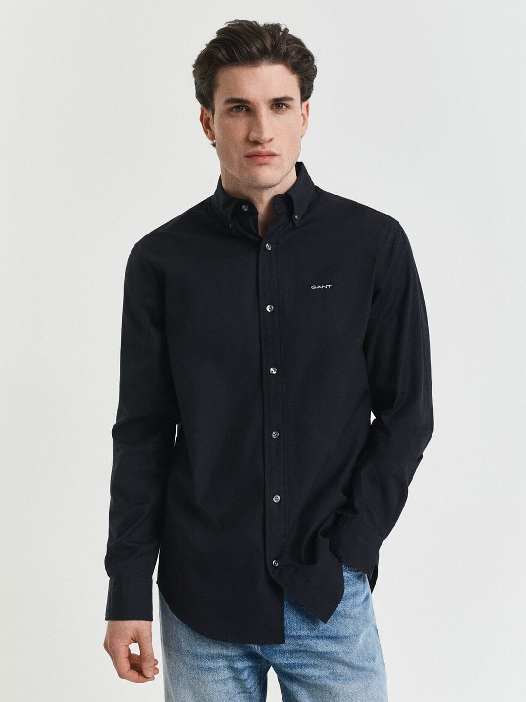 Gant Men Black Solid Collar Shirt
