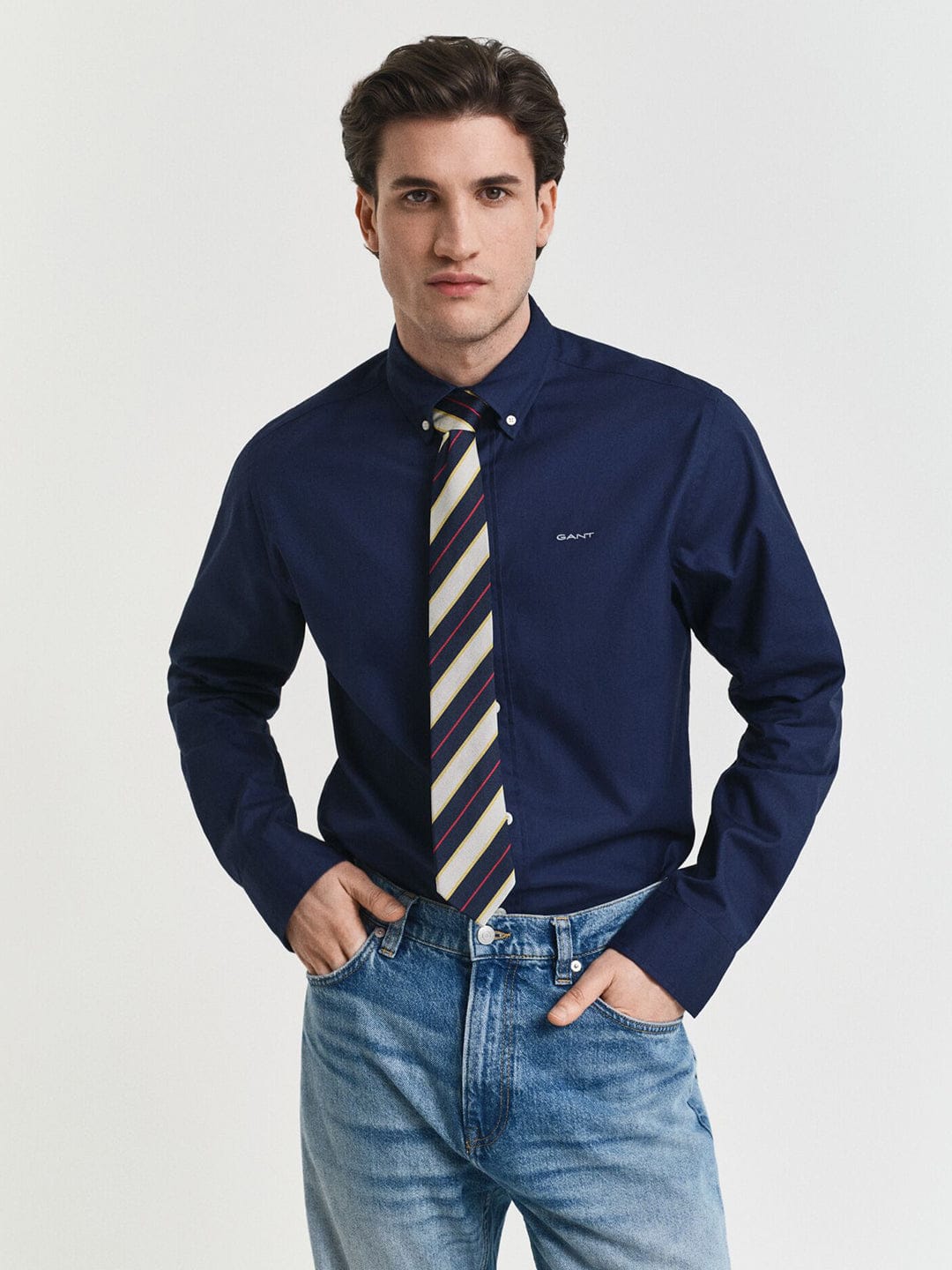Gant Men Blue Solid Collar Shirt