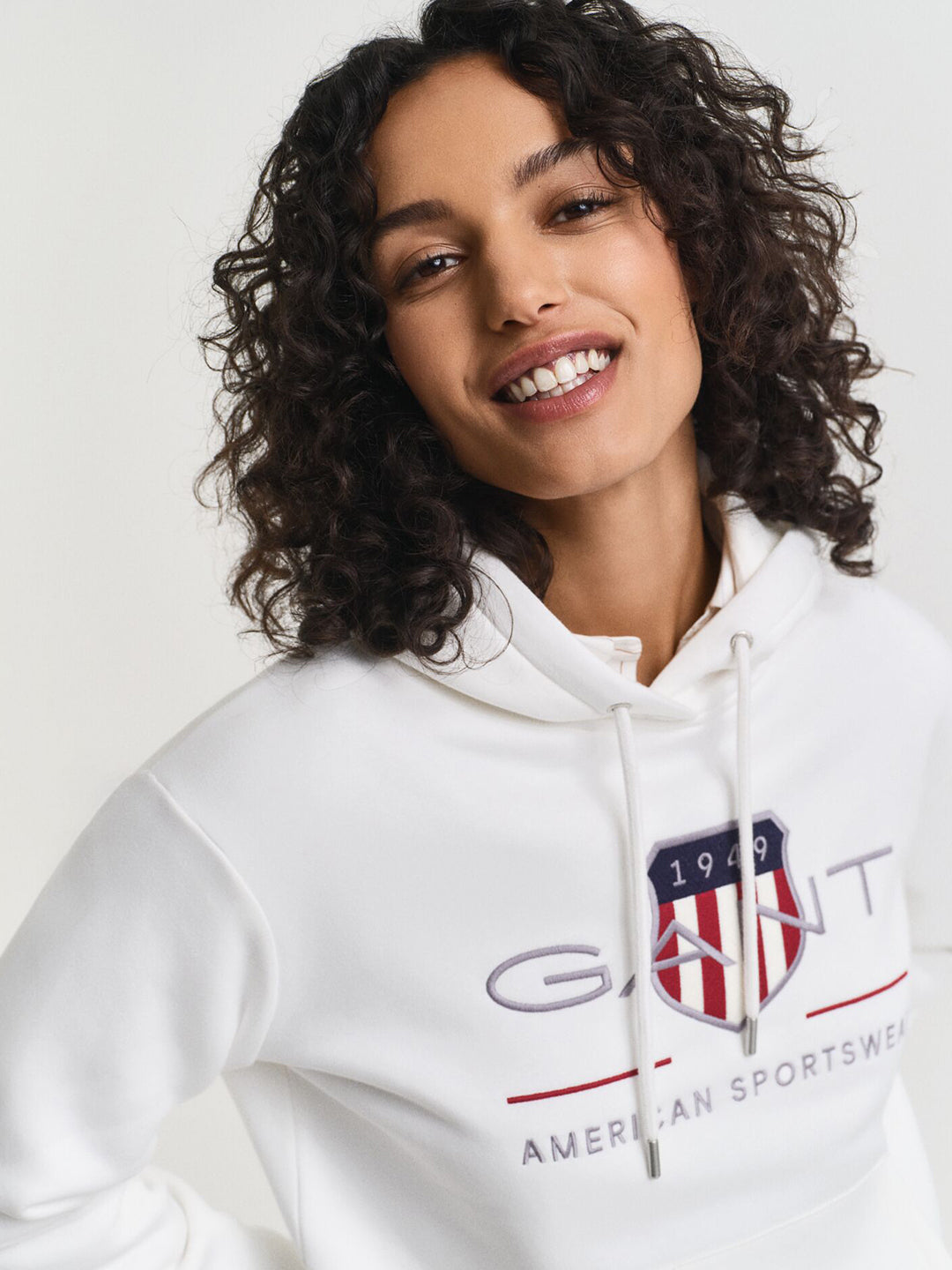 Gant Women White Placed Graphic Hooded Sweatshirt