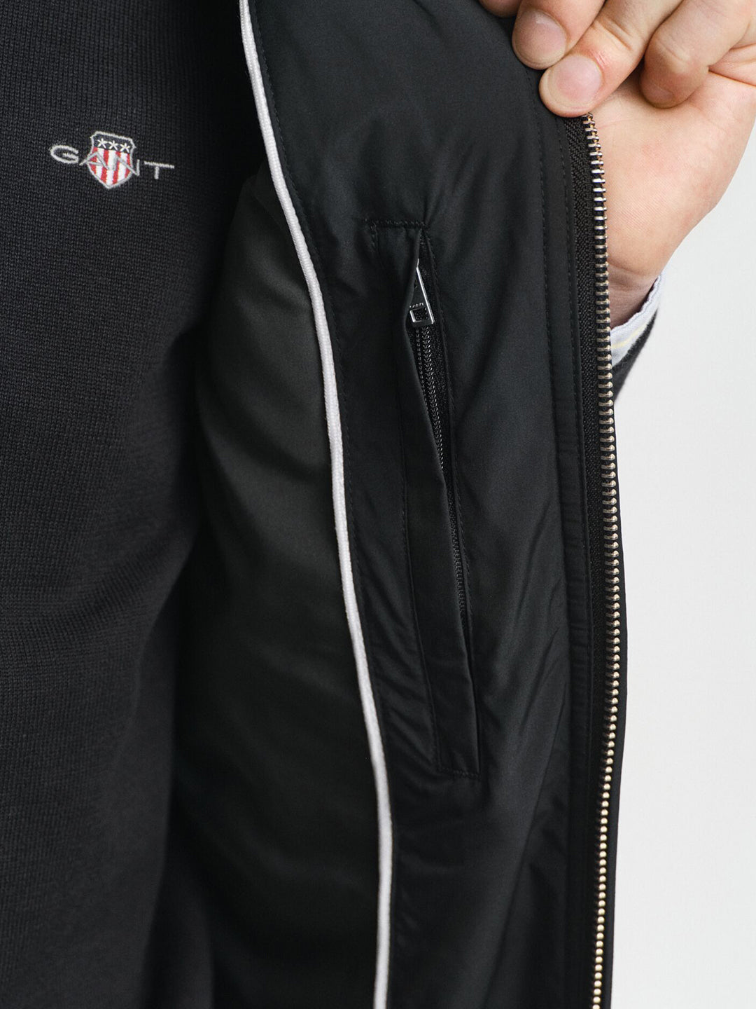 Gant Men Black Solid Collar Jacket