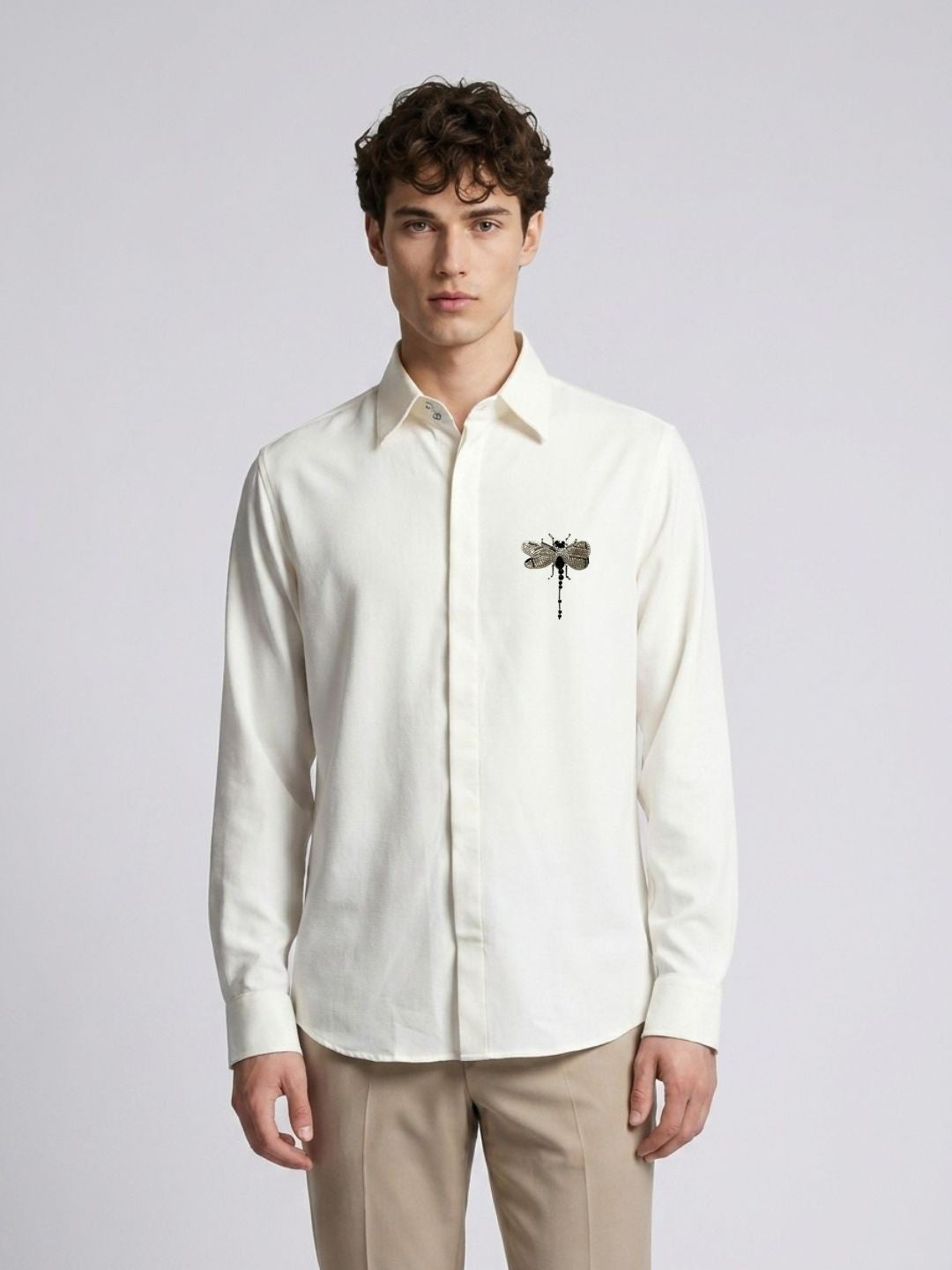 Amit Arora Men Cream Embellished Slim Fit Shirt