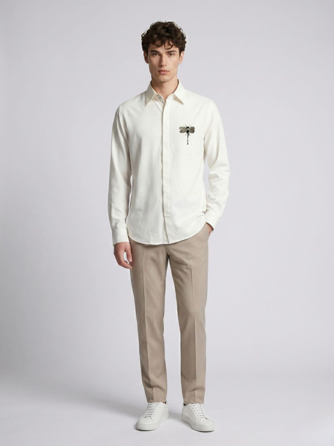 Amit Arora Men Cream Embellished Slim Fit Shirt