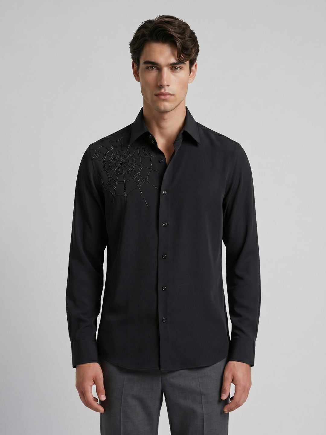 Amit Arora Men Black Embellished Slim Fit Shirt