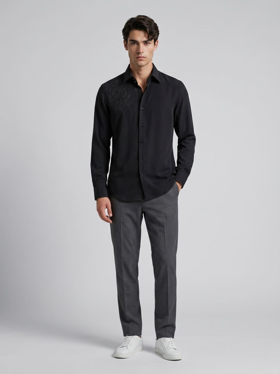Amit Arora Men Black Embellished Slim Fit Shirt