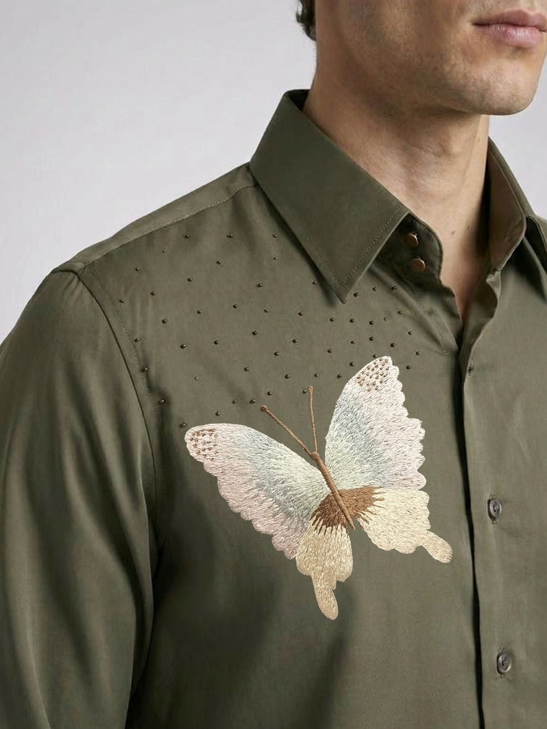 Amit Arora Men Green Embellished Slim Fit Shirt
