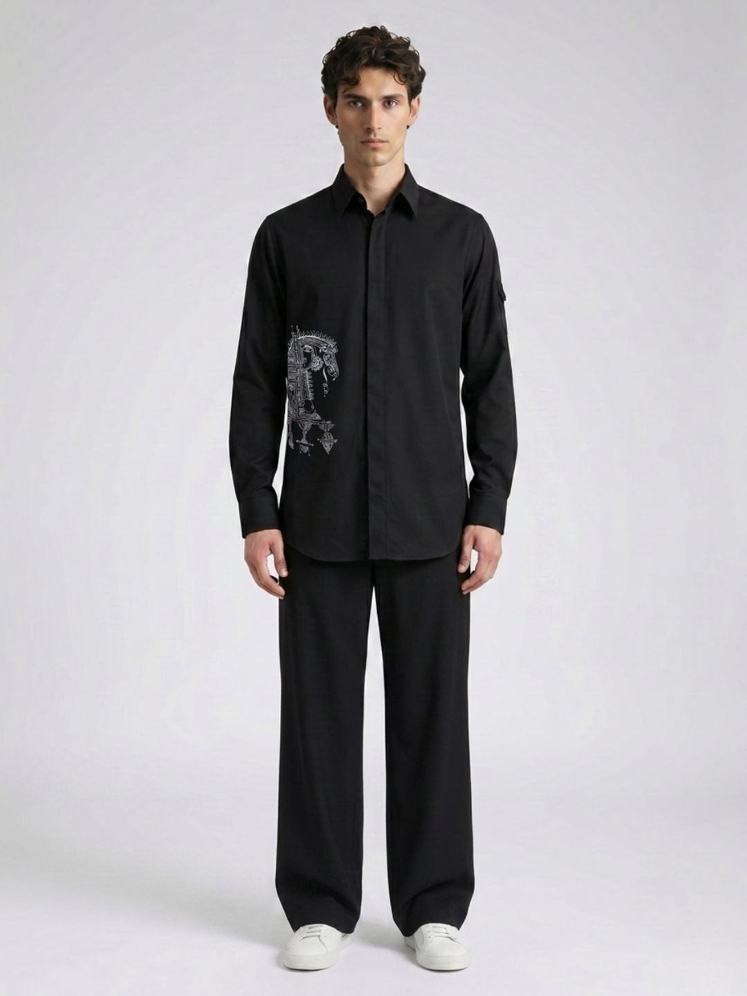 Amit Arora Men Black Embroidered Slim Fit Shirt With Trouser