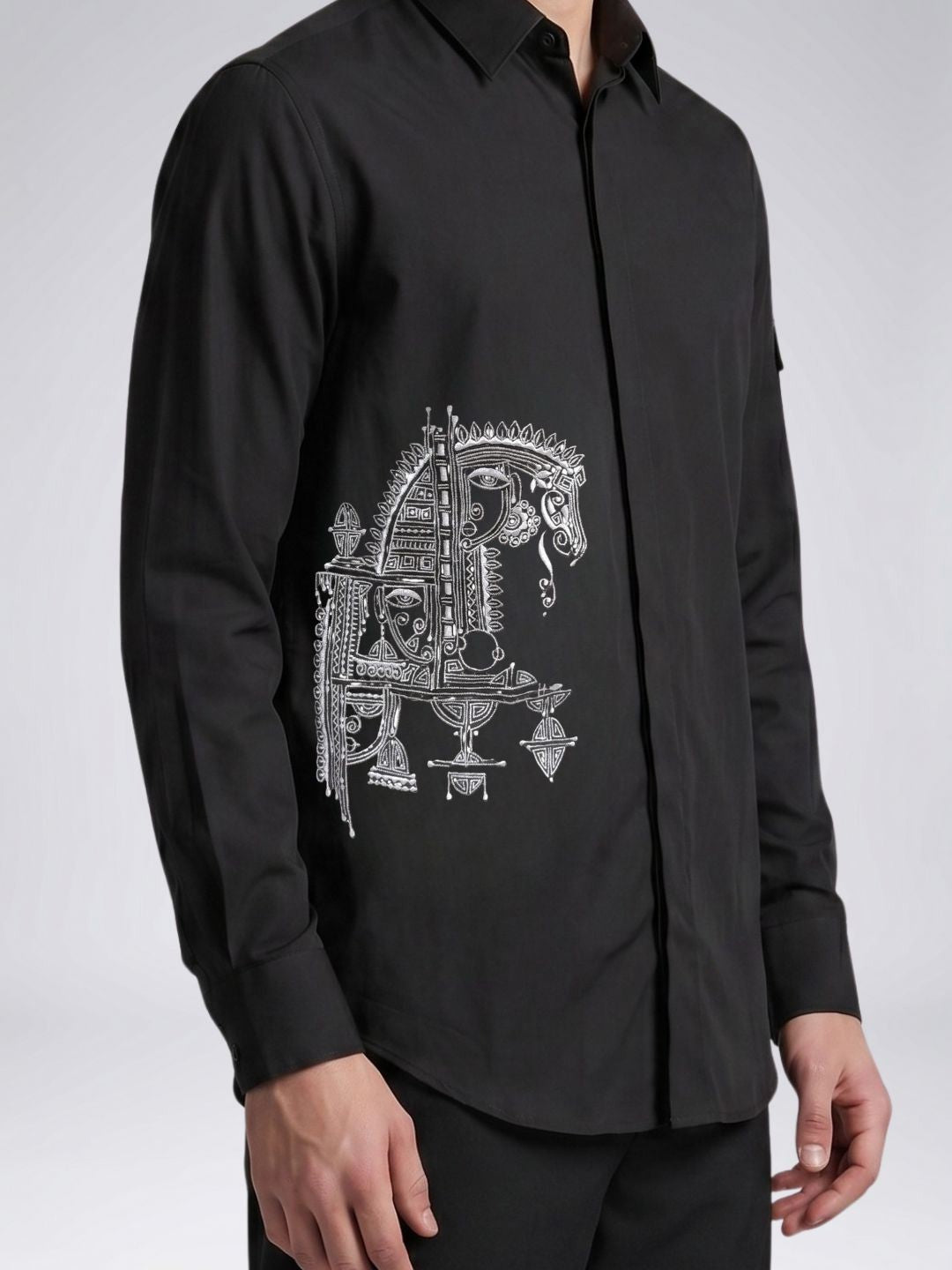 Amit Arora Men Black Embroidered Slim Fit Shirt With Trouser