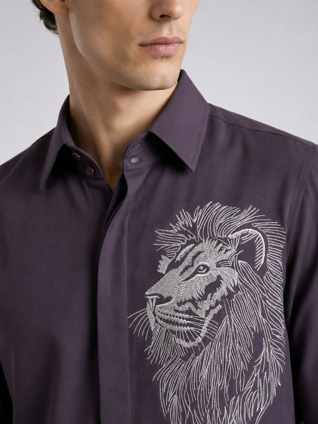 Amit Arora Men Purple Embellished Slim Fit Shirt