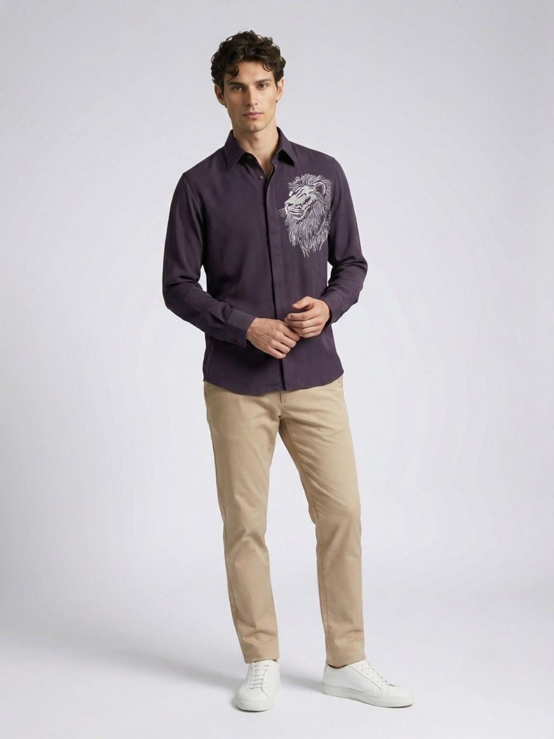 Amit Arora Men Purple Embellished Slim Fit Shirt