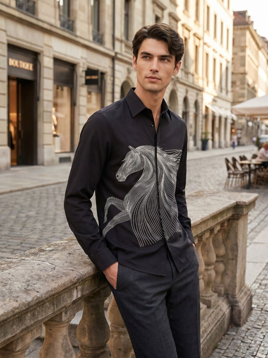 Amit Arora Men Black Embroidered Slim Fit Shirt