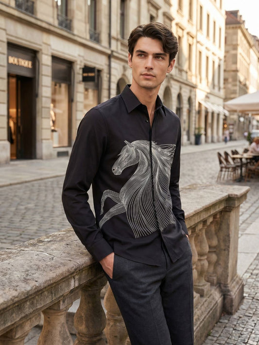Amit Arora Men Black Embroidered Slim Fit Shirt