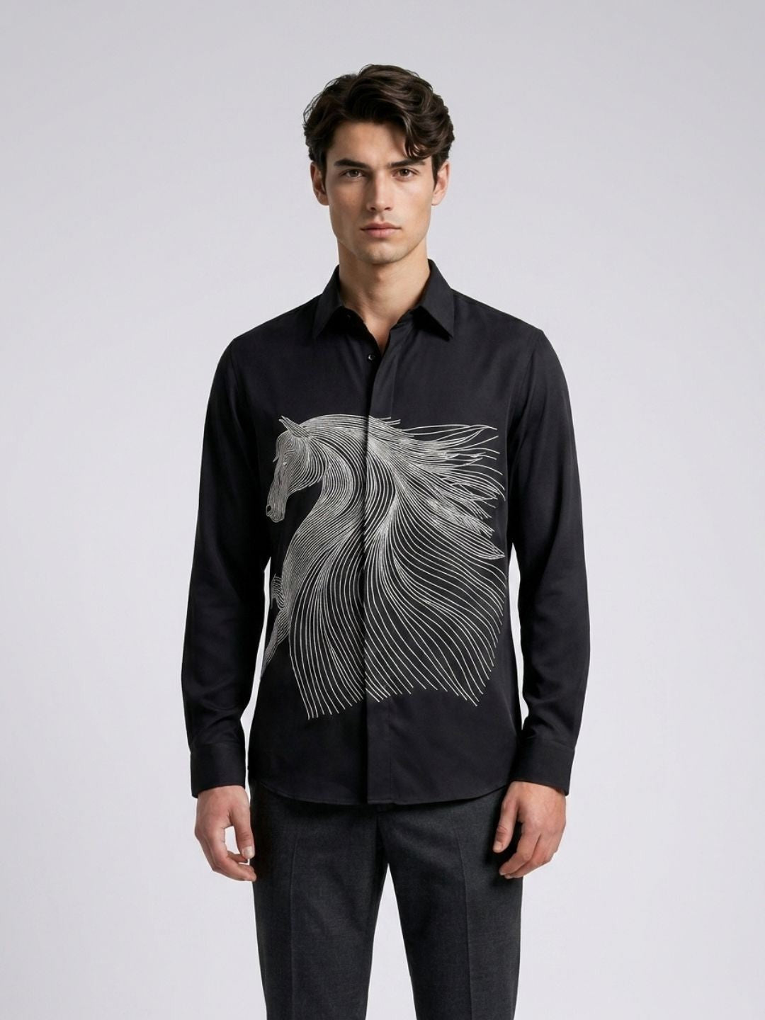Amit Arora Men Black Embroidered Slim Fit Shirt