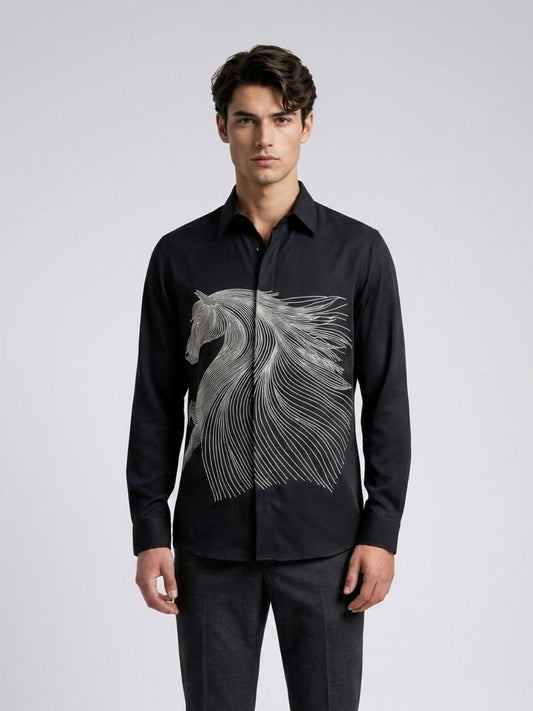 Amit Arora Men Black Embroidered Slim Fit Shirt