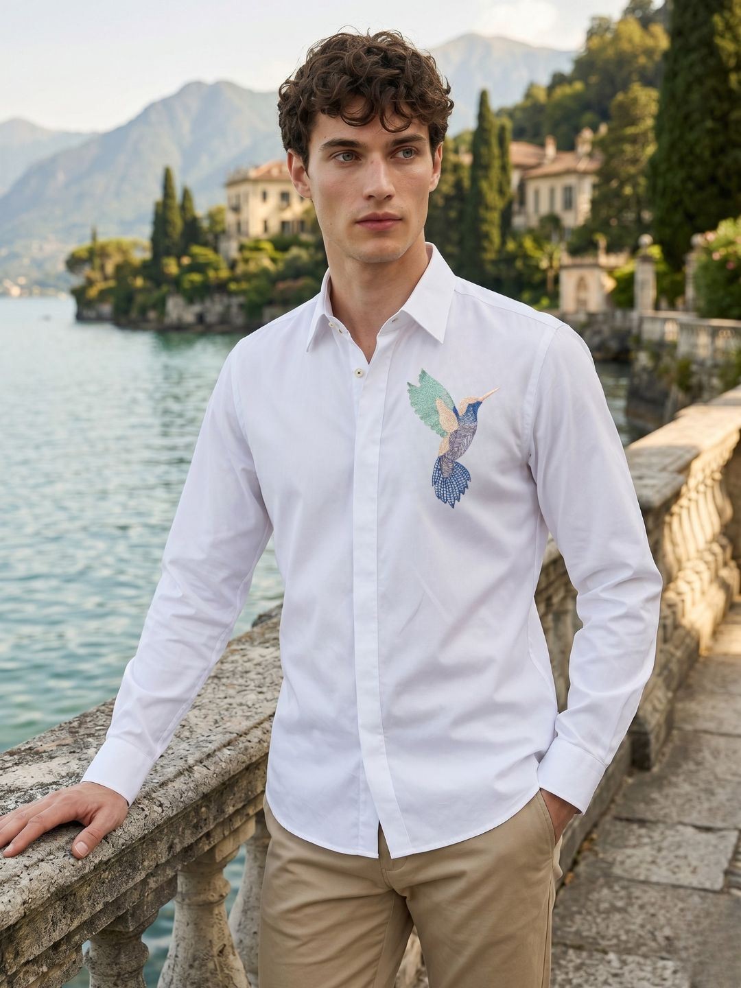 Amit Arora Men White Embroidered Slim Fit Shirt