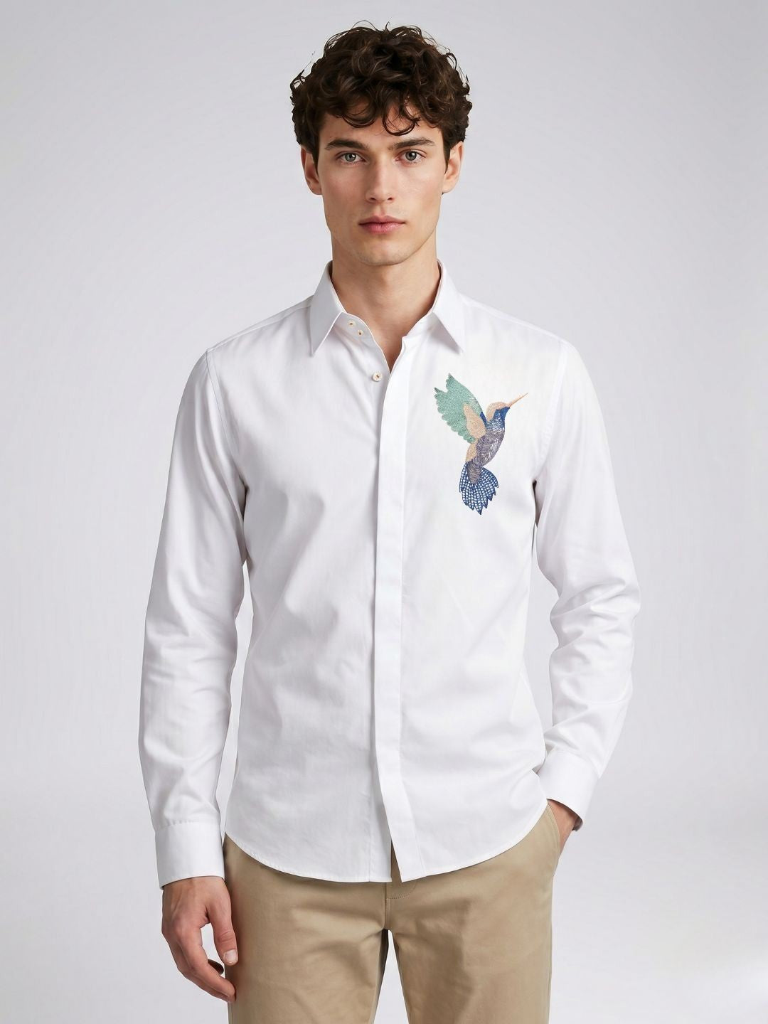 Amit Arora Men White Embroidered Slim Fit Shirt