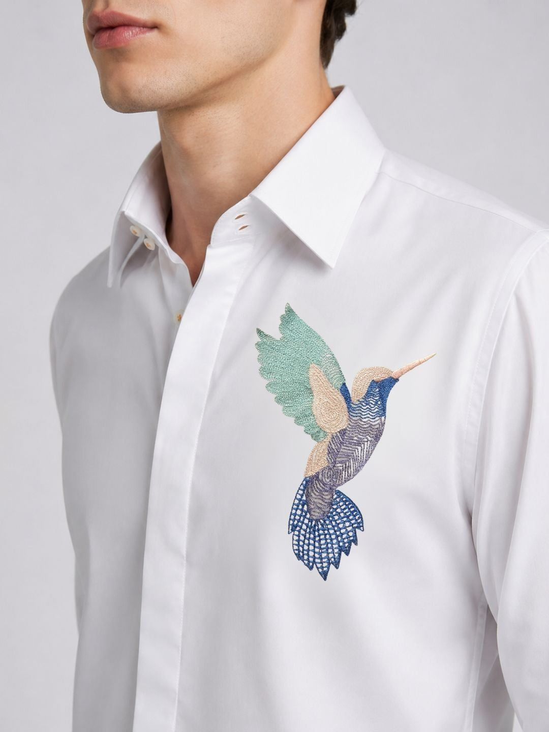 Amit Arora Men White Embroidered Slim Fit Shirt