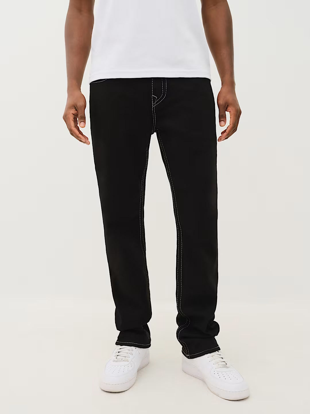 True Religion Men Black Solid Straight Fit Big T Ricky Jeans