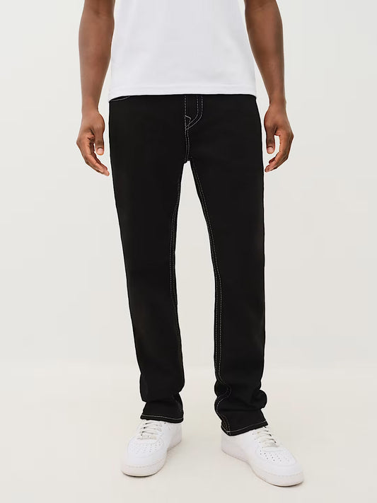 TRUE RELIGION Men Black Ricky Big T Straight Fit Jeans