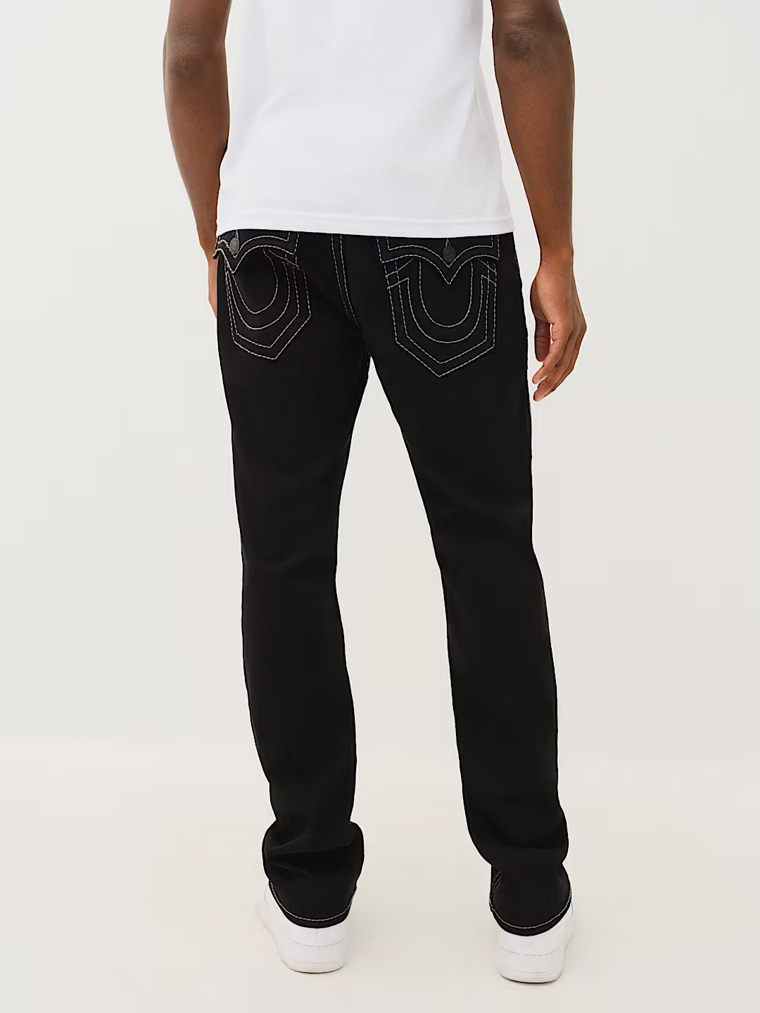 True Religion Men Black Solid Straight Fit Big T Ricky Jeans