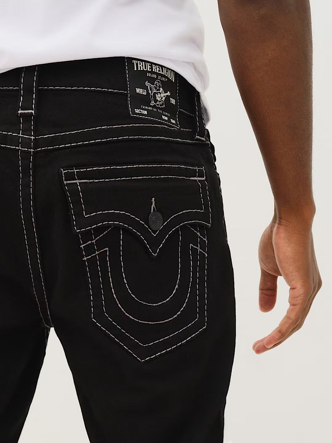 True Religion Men Black Solid Straight Fit Big T Ricky Jeans