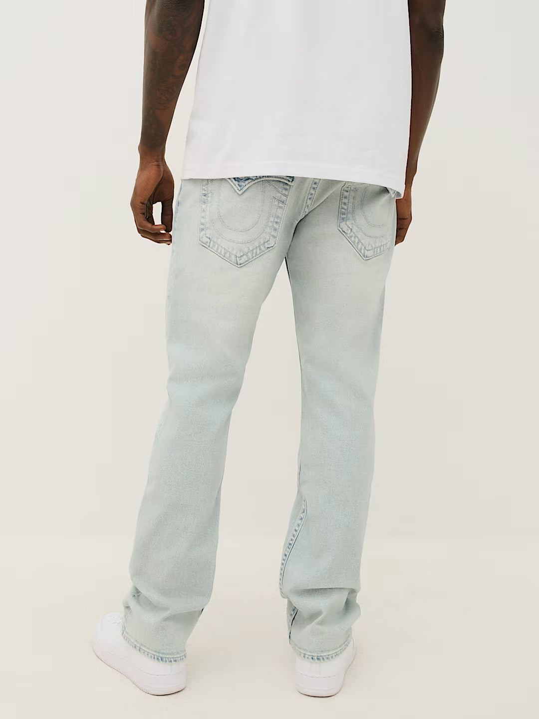True Religion Men Light Blue Solid Straight Fit SN Ricky Jeans