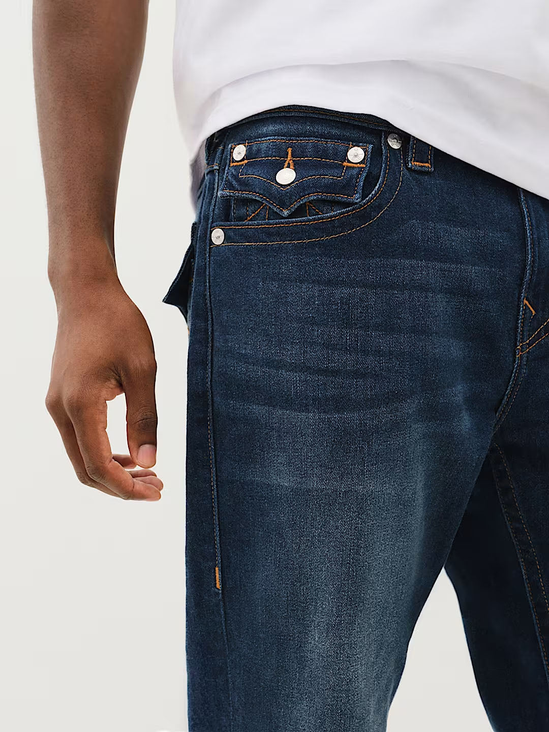 True Religion Men Navy Blue Solid Slim Fit SN Geno Jeans