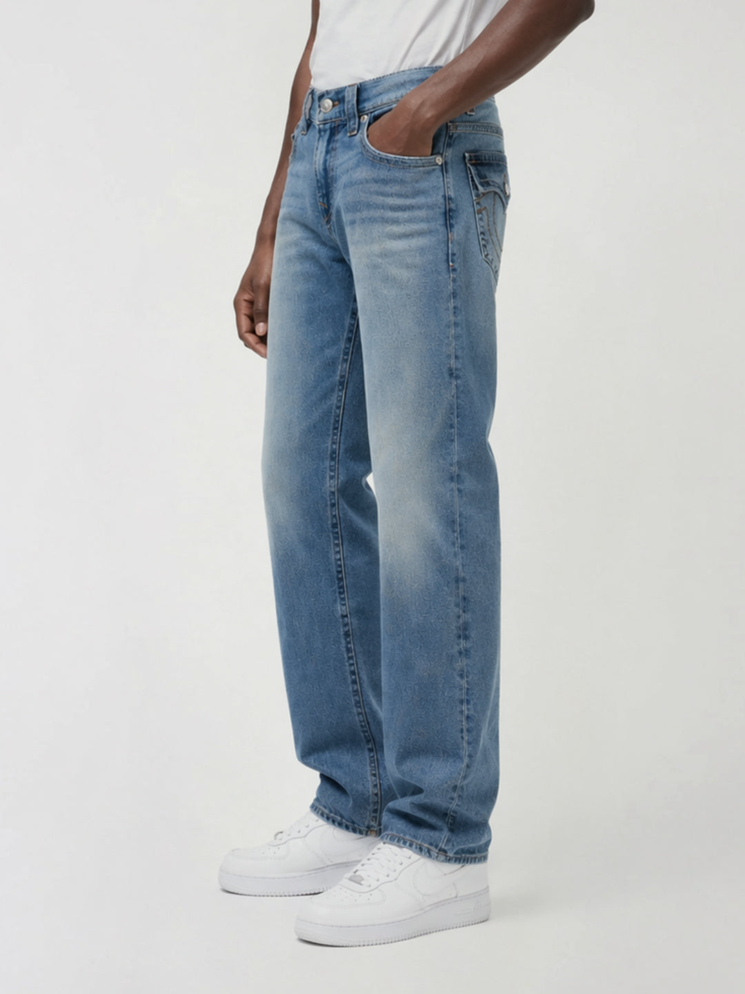 True Religion Blue Cotton Solid Men Jeans
