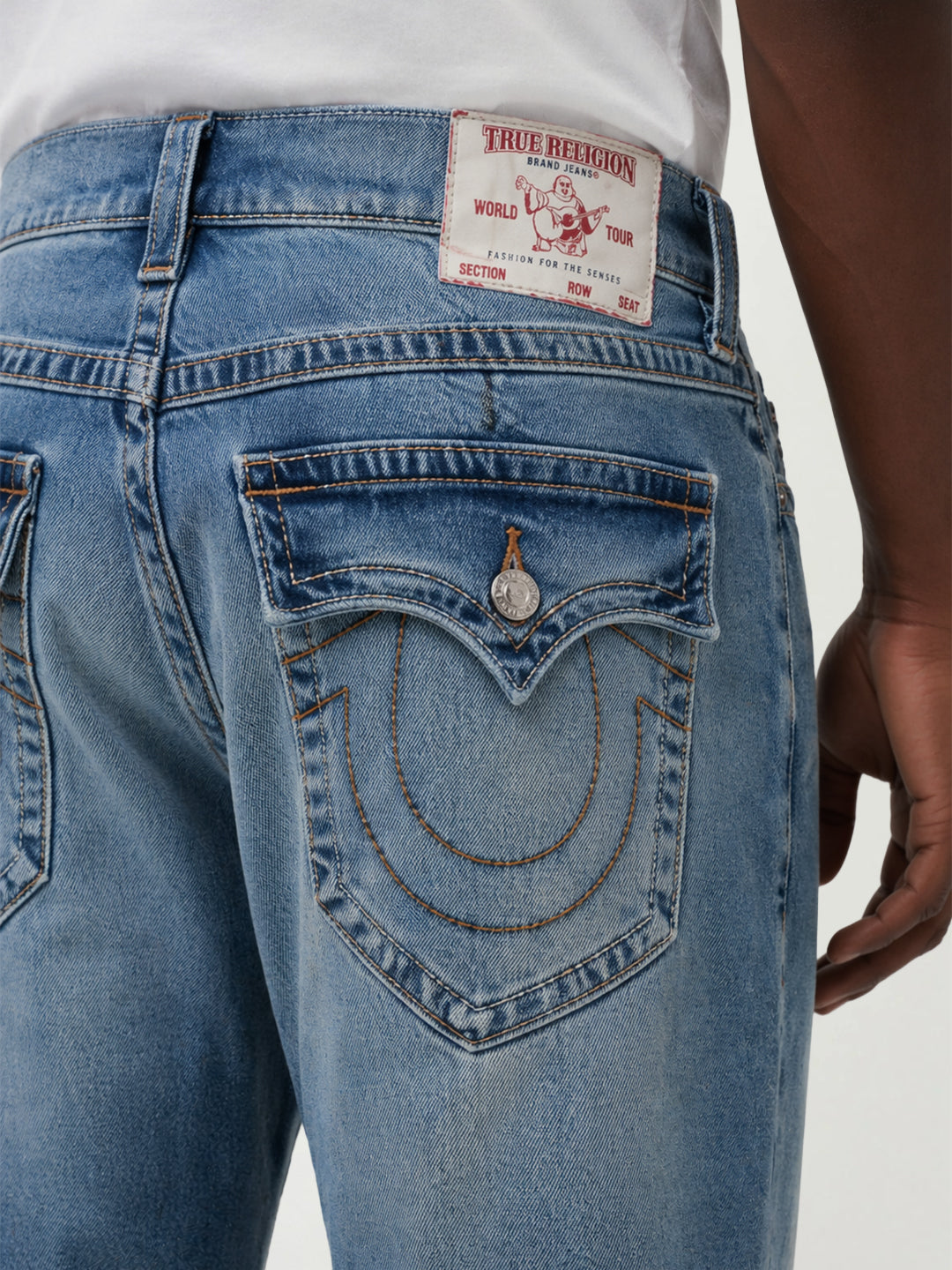 True Religion Men Blue Solid Straight Fit SN Ricky Jeans