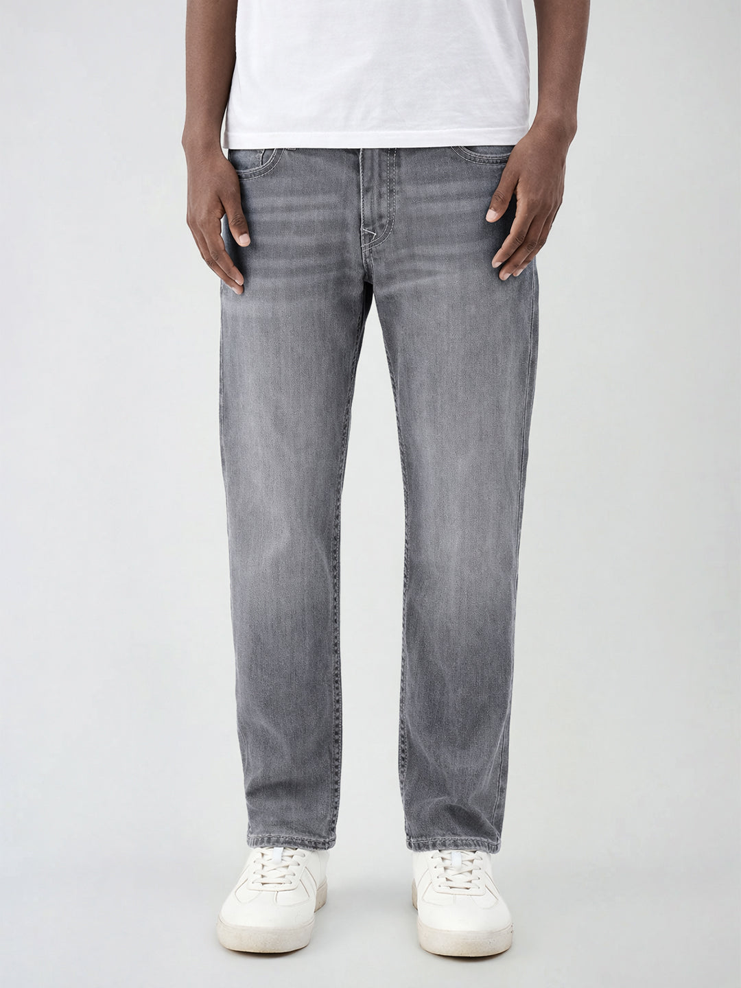 True Religion Men Ricky Sn Grey Straight Fit Mid Rise Jeans